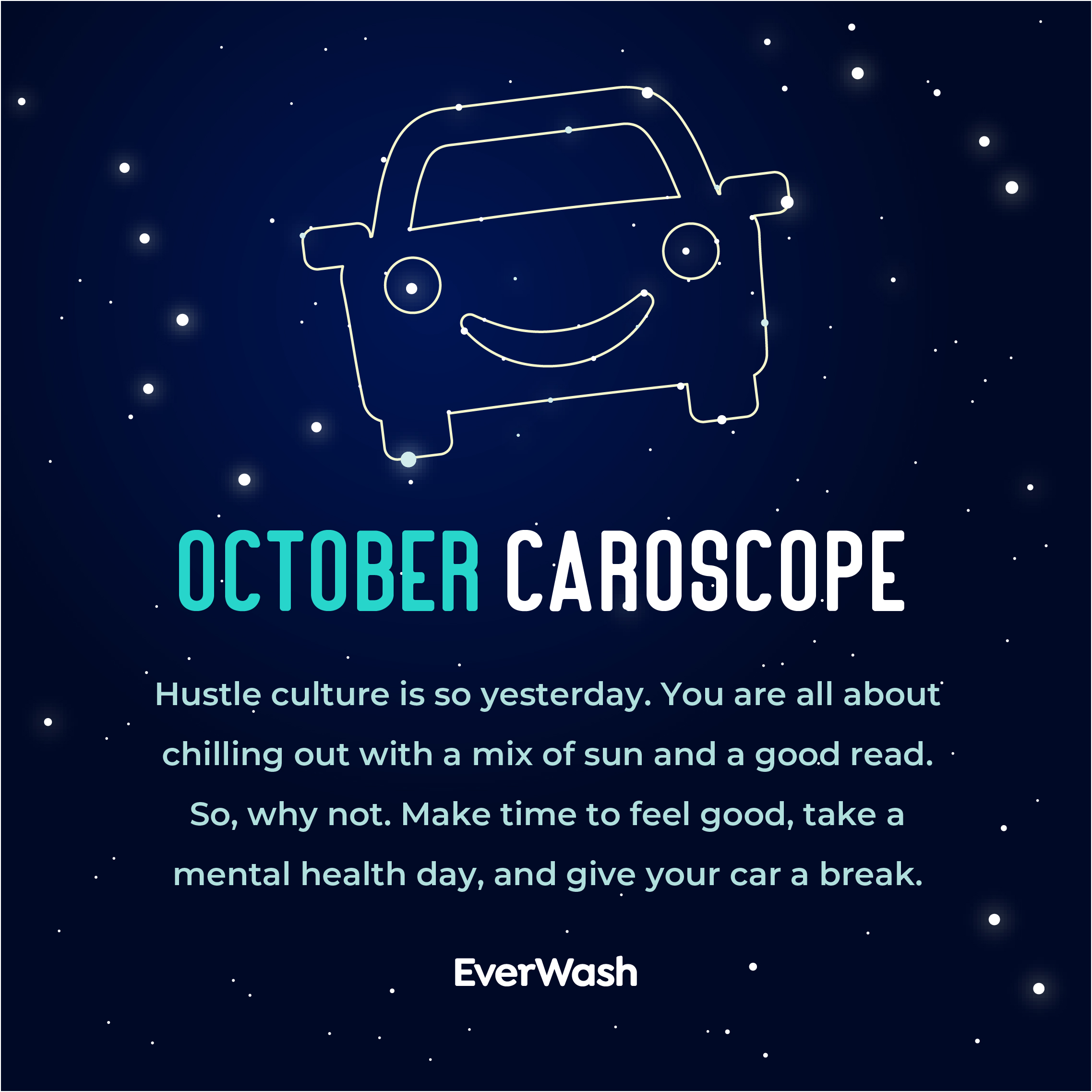 Hustle culture is so yesterday. You are all about chilling out with a mix of sun and a good read. So, why not. Make time to feel good, take a mental health day, and give your car a break.