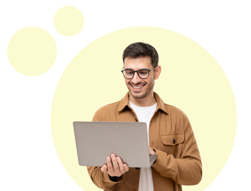 Man looking at a laptop