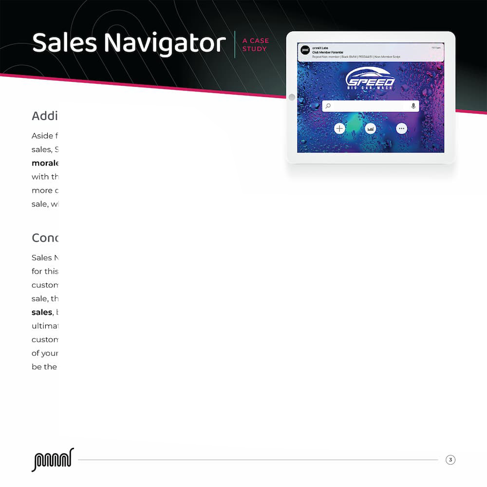 A page from omniX's Sales Navigator Case Study.